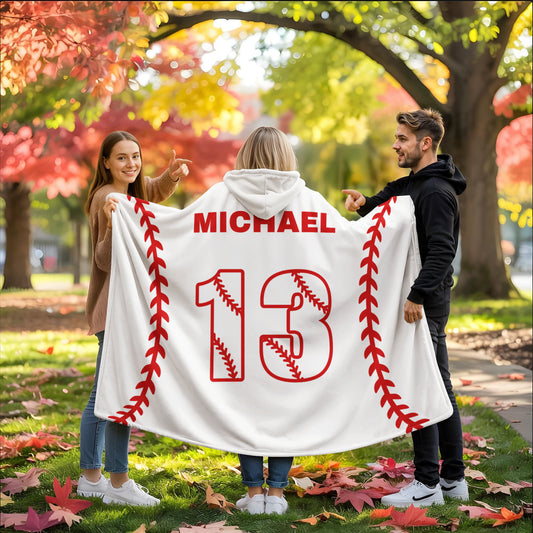 Custom Baseball Hooded Blanket